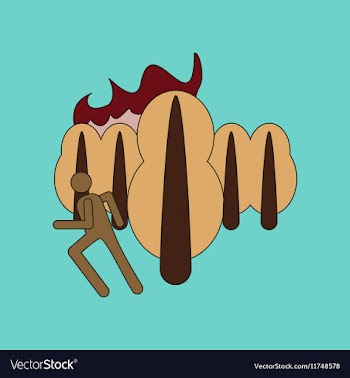 Flat icon on background fire in forest human vector image