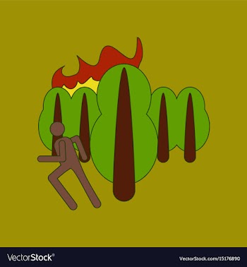 Flat icon on background fire in forest human vector image