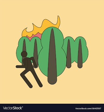 Flat icon on background fire in forest human vector image