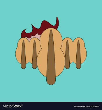 Flat icon on background fire in the forest vector image