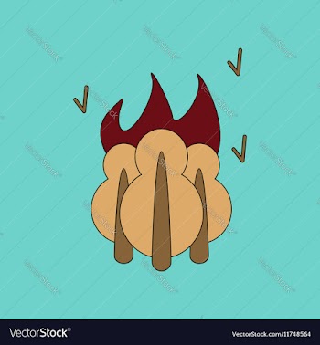 Flat icon on background fire in the forest vector image