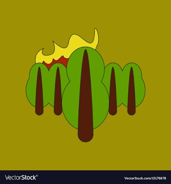 Flat icon on background fire in the forest vector image