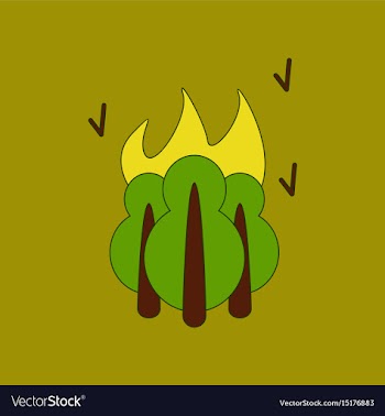 Flat icon on background fire in the forest vector image