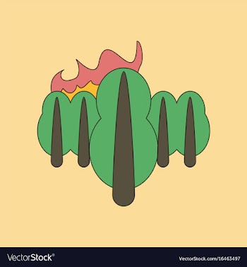 Flat icon on background fire in the forest vector image