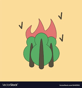 Flat icon on background fire in the forest vector image