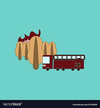 Flat icon on background Forest fire truck vector image