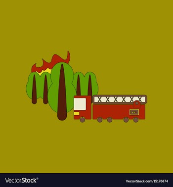 Flat icon on background forest fire truck vector image
