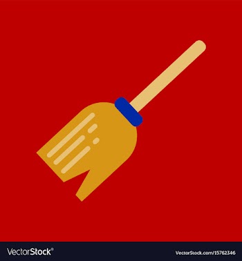 Flat icon on background halloween witch broom vector image