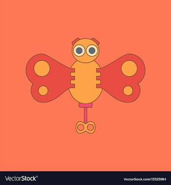 Flat icon on background kids toy butterfly vector image