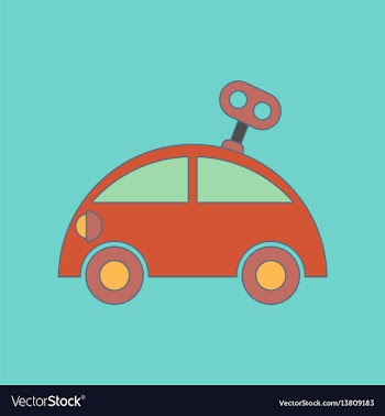 Flat icon on background kids toy car with key vector image