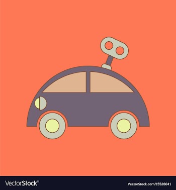 Flat icon on background kids toy car with key vector image