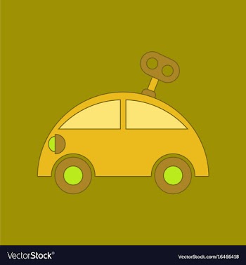Flat icon on background kids toy car with key vector image
