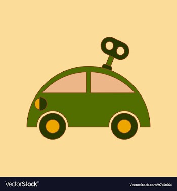 Flat icon on background Kids toy car with key vector image