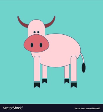 Flat icon on background kids toy cow vector image