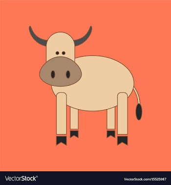 Flat icon on background kids toy cow vector image