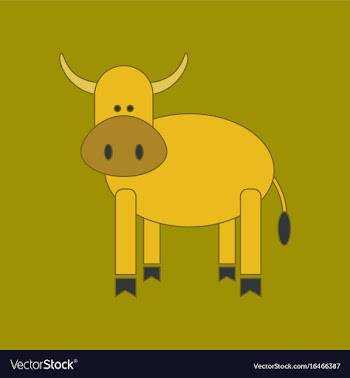 Flat icon on background kids toy cow vector image