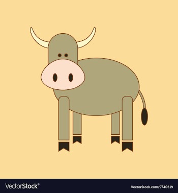 Flat icon on background Kids toy cow vector image