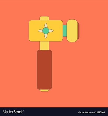 Flat icon on background kids toy hammer vector image