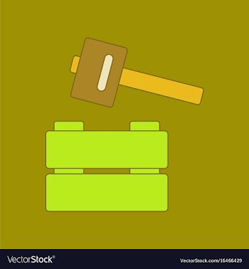 Flat icon on background kids toy hammer vector image