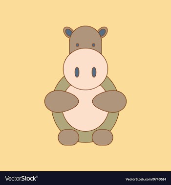 Flat icon on background Kids toy hippo vector image