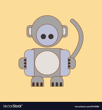 Flat icon on background Kids toy monkey vector image