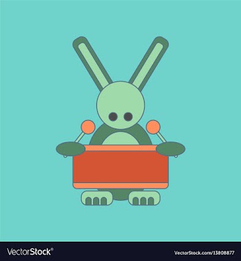 Flat icon on background kids toy rabbit drummer vector image