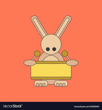 Flat icon on background kids toy rabbit drummer vector image