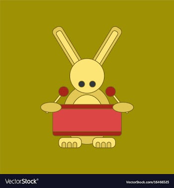 Flat icon on background kids toy rabbit drummer vector image