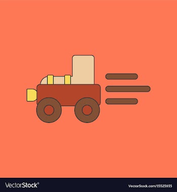 Flat icon on background kids toy tractor vector image