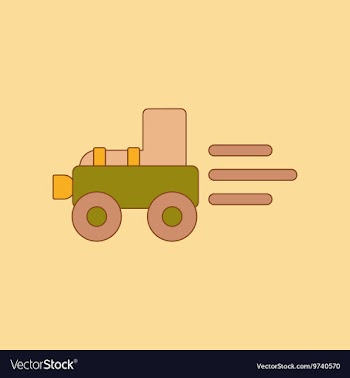 Flat icon on background Kids toy Tractor vector image