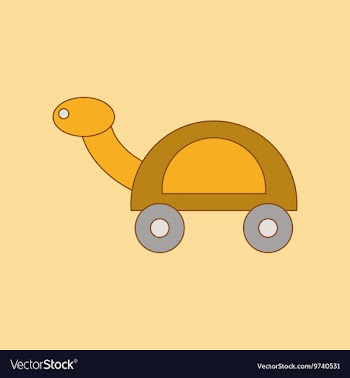 Flat icon on background Kids toy turtle vector image