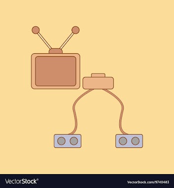 Flat icon on background Kids toy TV game console vector image