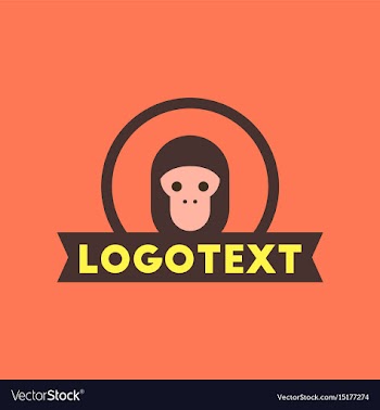 Flat icon on background monkey logo vector image