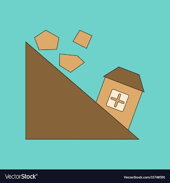 Flat icon on background Mountain stones fall vector image