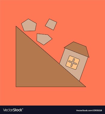 Flat icon on background mountain stones fall vector image