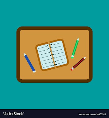 Flat icon on background notebook pencil table vector image