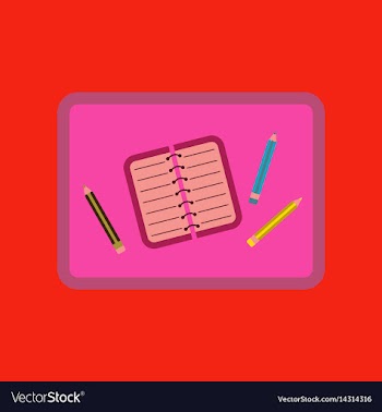 Flat icon on background notebook pencil table vector image