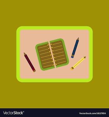 Flat icon on background notebook pencil table vector image