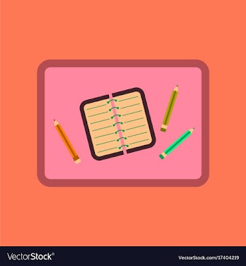 Flat icon on background notebook pencil table vector image