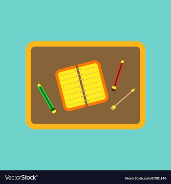 Flat icon on background notebook pencil table vector image
