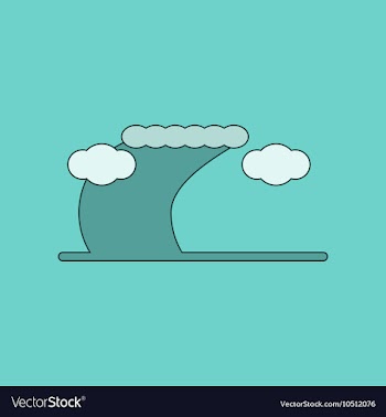 Flat icon on background ocean tsunami vector image