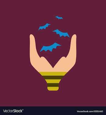 Flat icon on background of hand bat vector image