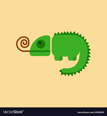Flat icon on background reptile chameleon vector image
