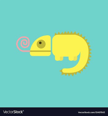 Flat icon on background reptile chameleon vector image