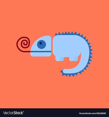 Flat icon on background reptile chameleon vector image