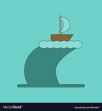 Flat icon on background ship storm vector image