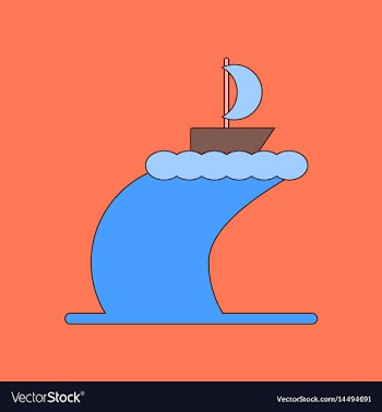 Flat icon on background ship storm vector image