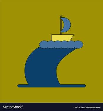 Flat icon on background ship storm vector image