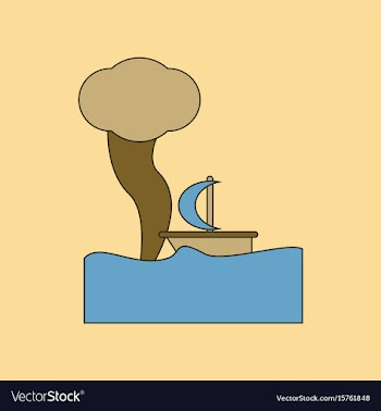 Flat icon on background ship storm vector image