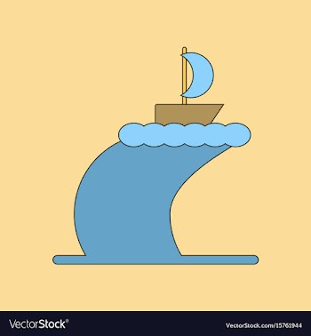Flat icon on background ship storm vector image